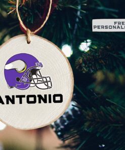 NFL Minnesota Vikings Personalized Christmas Wooden Ornament