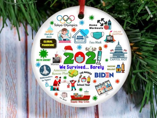 Funny 2021 Christmas Pandemic Year In Review Ornaments