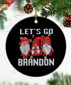 Patriotic Gifts Gnome Let’s Go Brandon Christmas Ornament