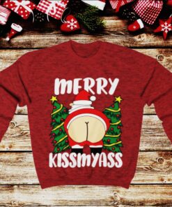 MERRY KISSMYASS Kiss My Ass Funny Dirty Christmas Sweater