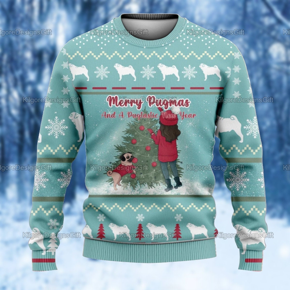 Merry Pugmas 2021 Christmas Sweater - Teeholly