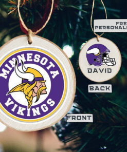 NFL Minnesota Vikings Personalized Christmas Wooden Ornament
