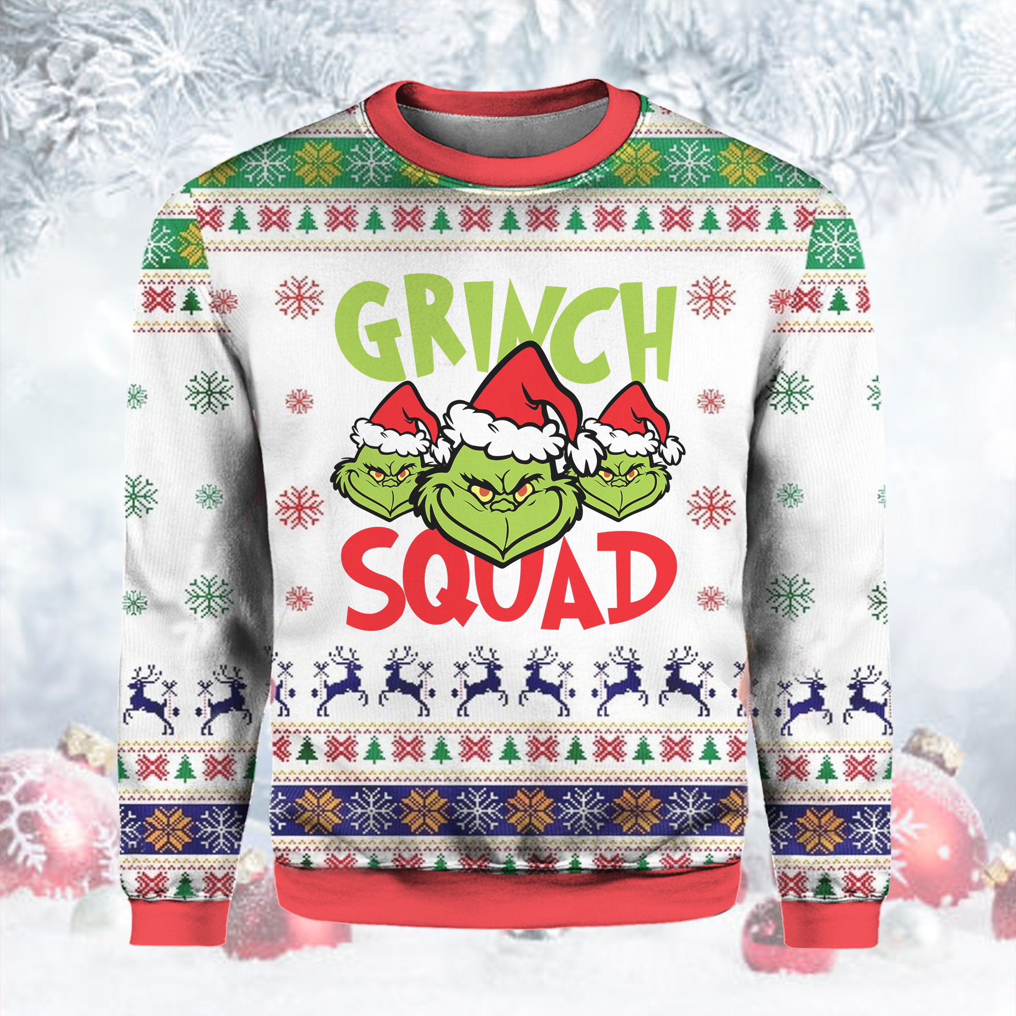 Christmas Gift NHL Anaheim Ducks Cute 12 Grinch Face Xmas Day Ugly  Christmas Sweater