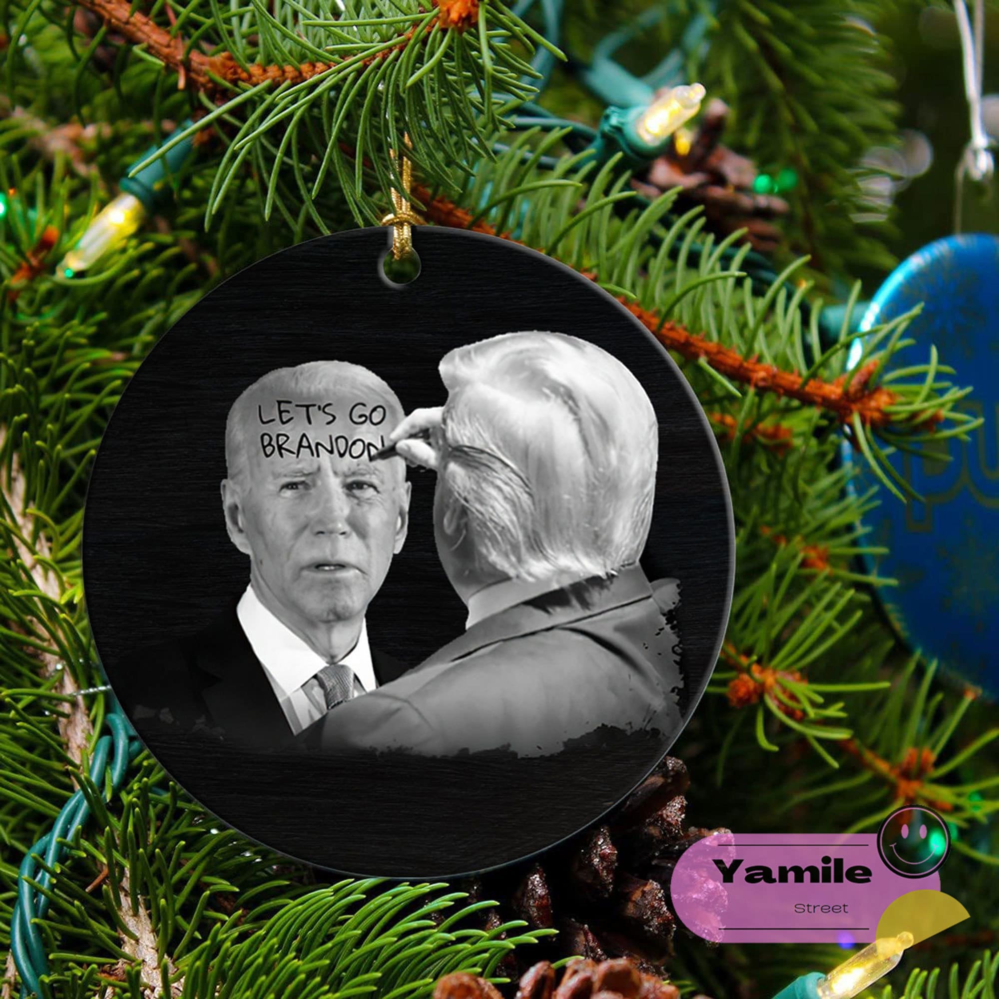 Let\'s Go Brandon Funny Trump Writing Meme Christmas Ornament ...
