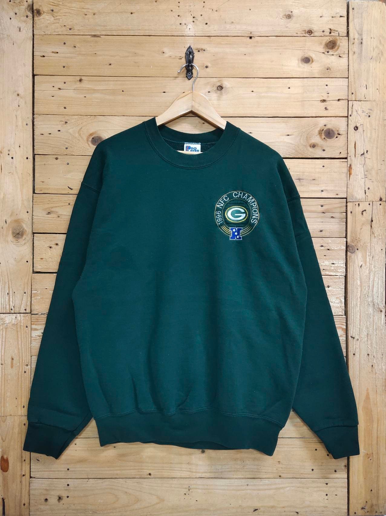 Vintage GREEN Bay PACKERS 1996 Nfc Champions Embroidery Sweatshirt ...