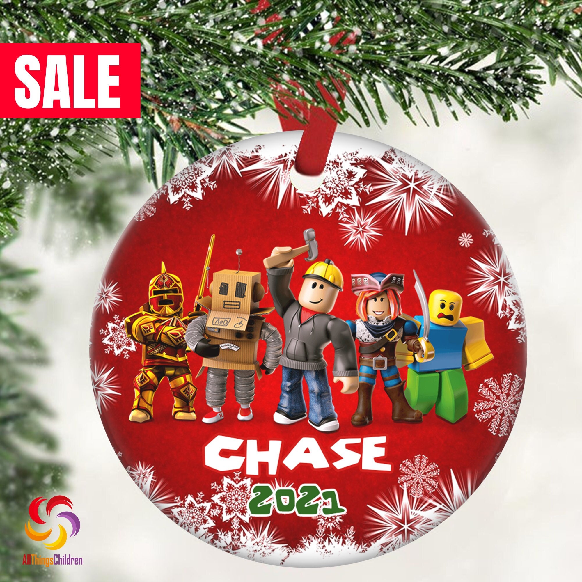 Roblox Game On At Christmas Personalized Children's Christmas Card - Red  Heart Print