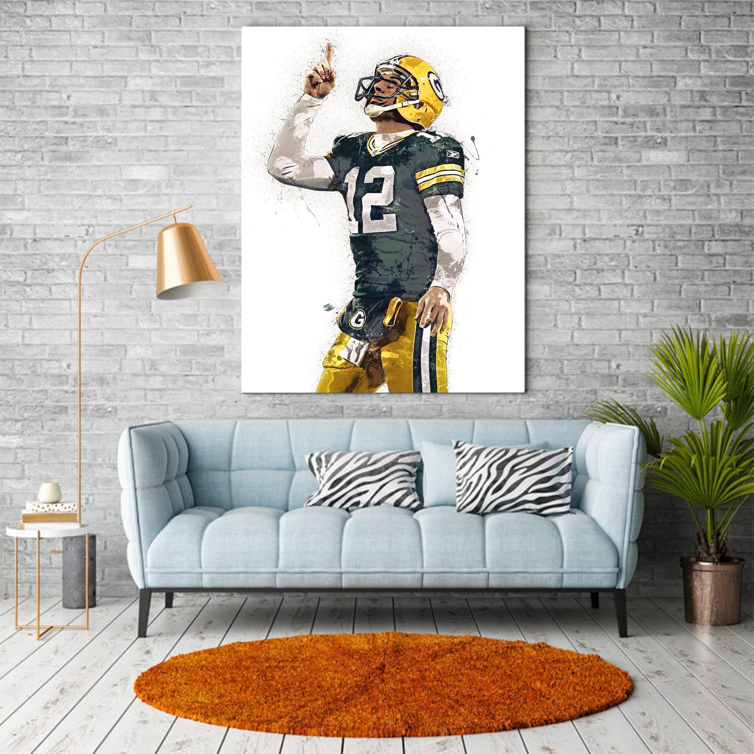 Aaron Rodgers Splash Painting Vintage Green Bay Packers Poster