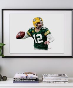 Aaron Rodgers Vintage Green Bay Packers Poster Watercolour Painting