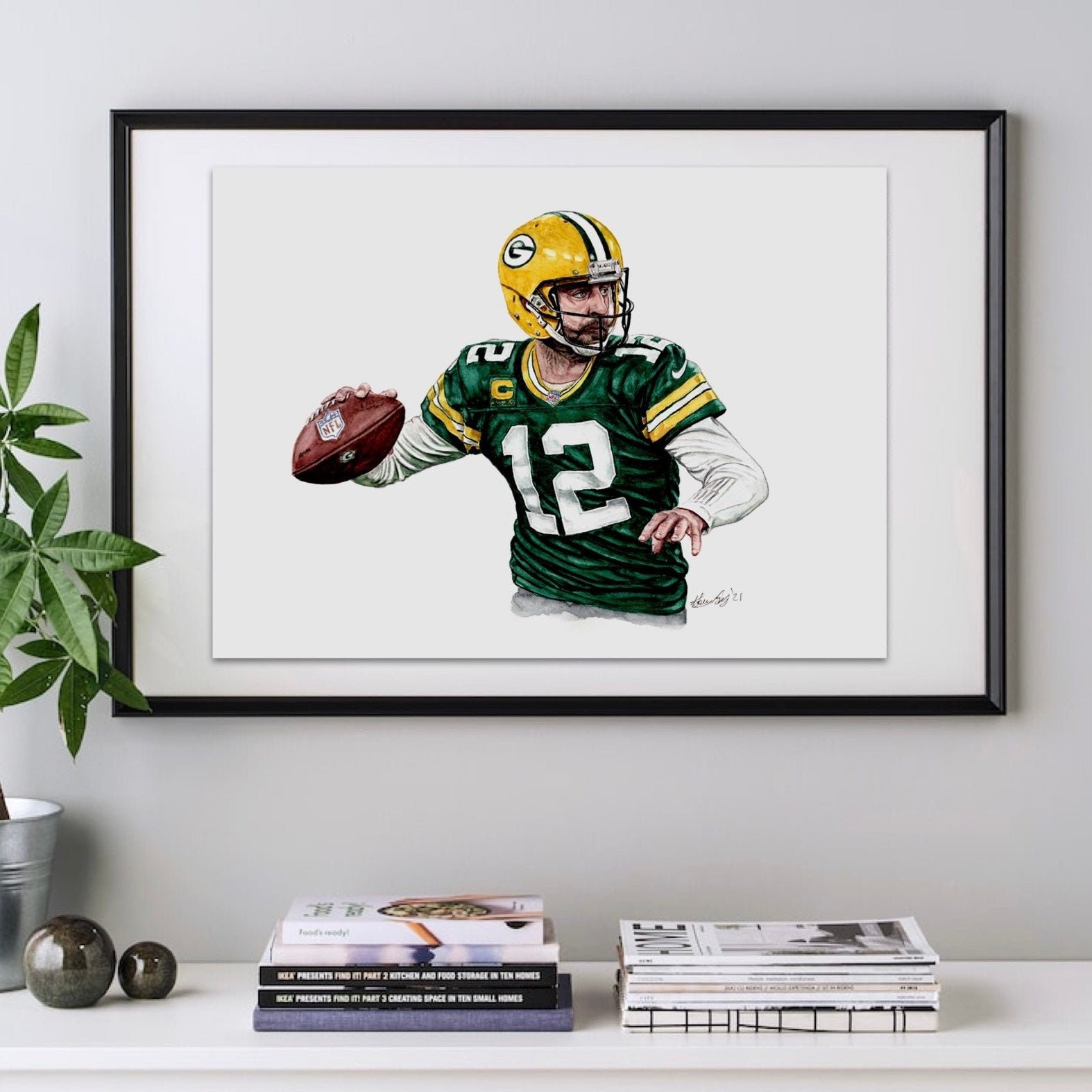 Aaron Rodgers Vintage Green Bay Packers Poster Watercolour