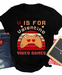 Funny Vintage Gaming Gamer Valentines Day Shirt