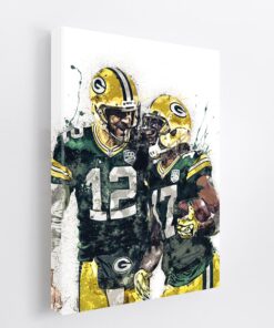 Vintage Green Bay Packers Poster Rodgers Adams Art Painting