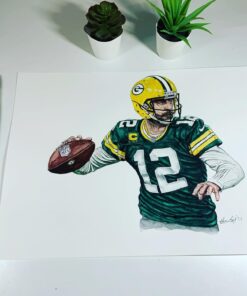 Aaron Rodgers Vintage Green Bay Packers Poster Watercolour Painting