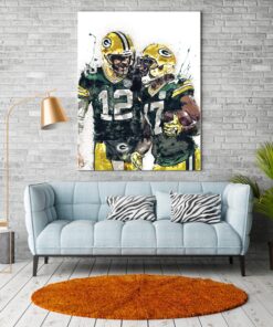 Vintage Green Bay Packers Poster Rodgers Adams Art Painting