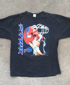 Vintage NFL Buffalo Bills Shirt All Over Print Black Crewneck