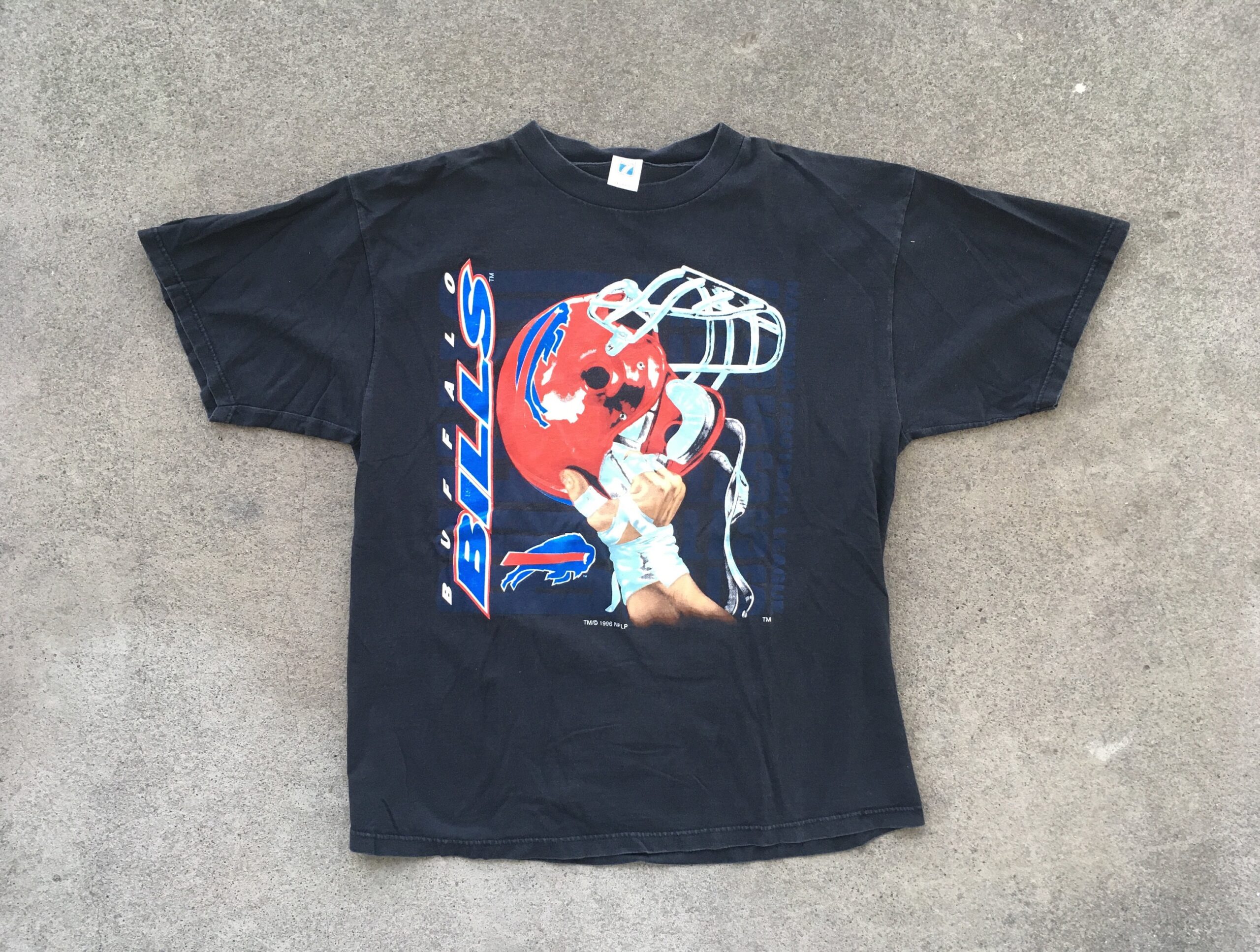 Vintage NFL Buffalo Bills Shirt All Over Print Black Crewneck - Teeholly