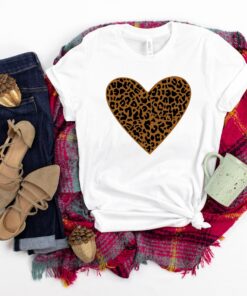 2022 Valentines Day Shirt Leopard Print Heart