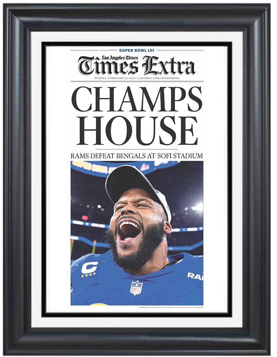 2022 Champion Super Bowl LA Rams Poster Framed Front Page Newspaper Print -  Teeholly