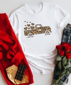 Happy Valentines Day Love Leopard Truck Print Shirt