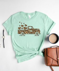 Happy Valentines Day Love Leopard Truck Print Shirt