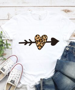Heart & Cupid Arrow Leopard Print Valentines Day Shirt