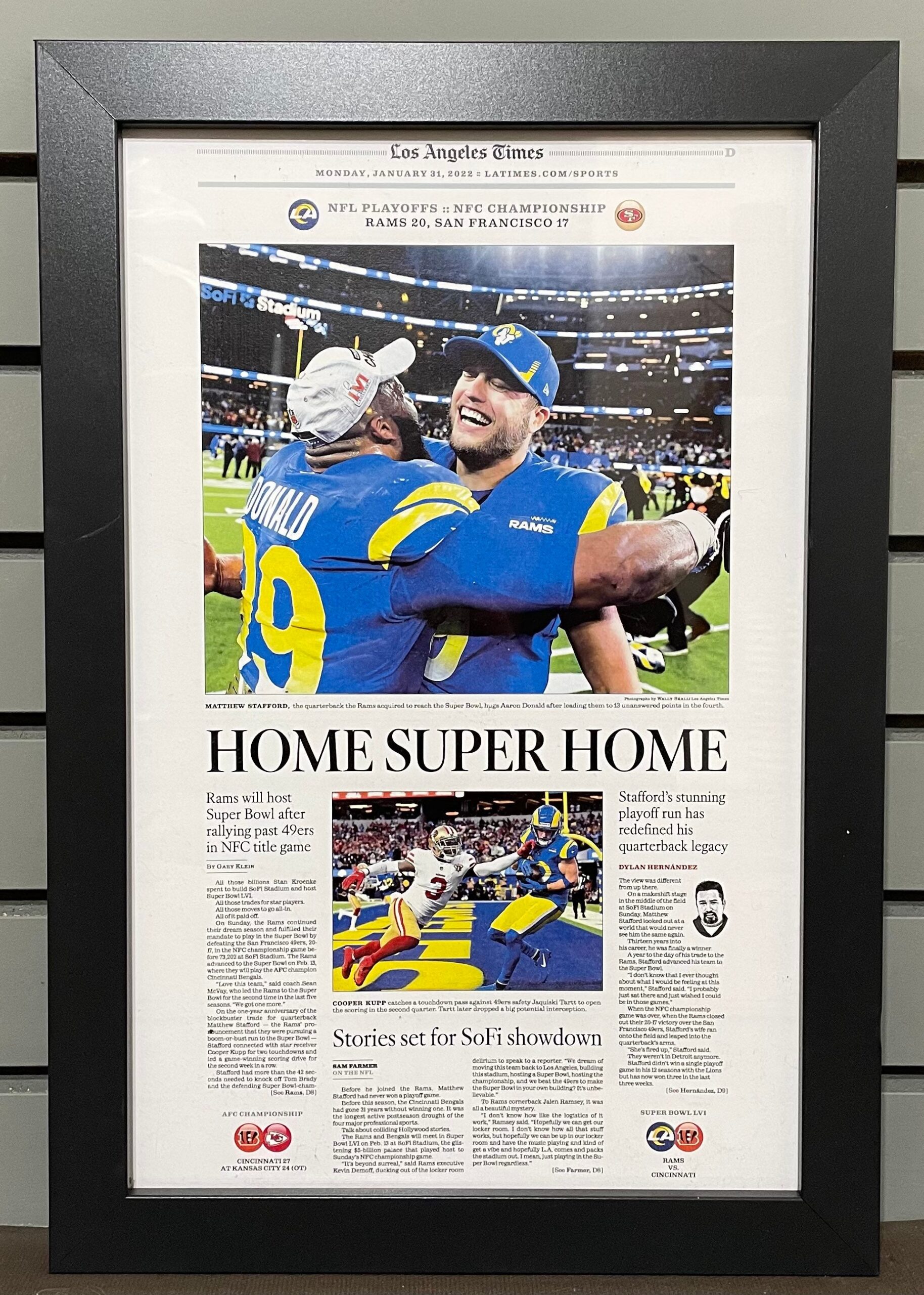 2022 Champion Super Bowl LA Rams Poster Framed Front Page