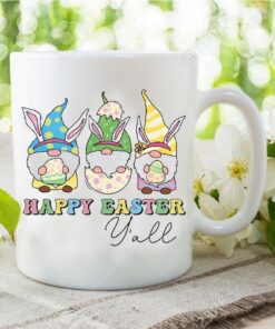 Adorable Easter Gnomes Saying Happy Y’all 11oz Or 15oz Coffee Mug