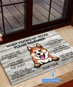 Akita Visiting My House Dog Lovers Doormat