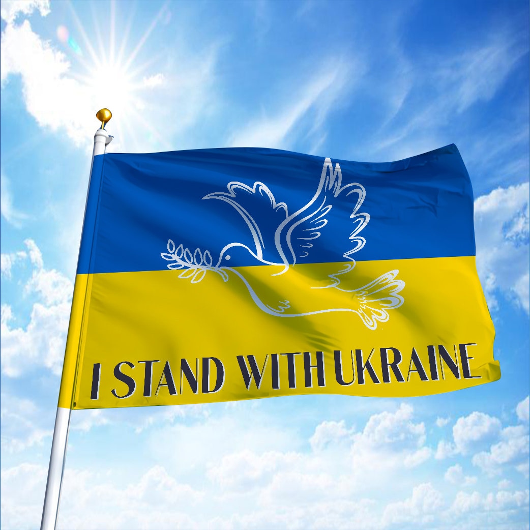 Blue Yellow Ukraine Peace Not War Flag