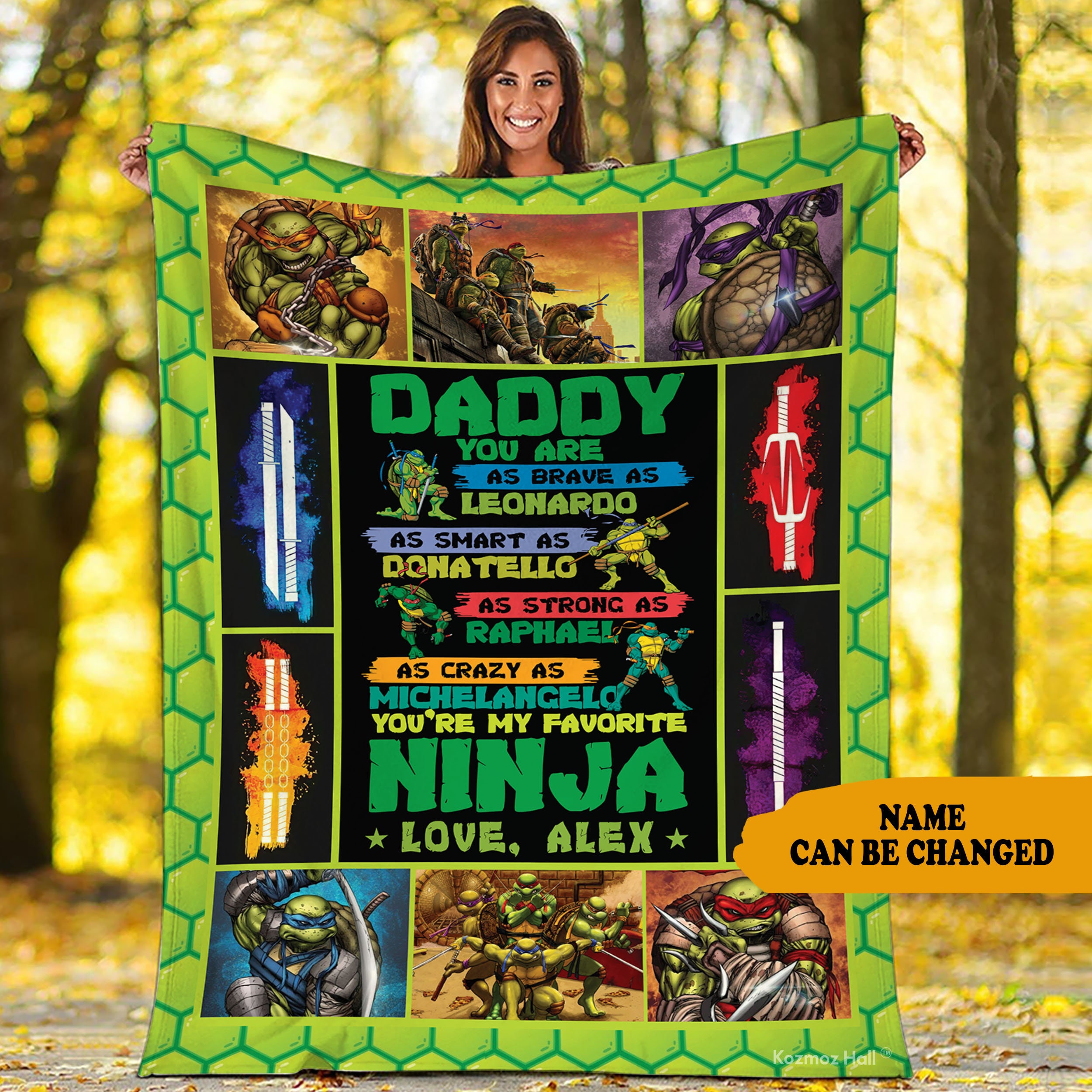 Daddy My Favorite Ninja Turtle Fathers Day Personalized Custom Blanket