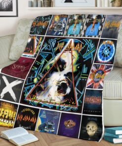 Def Leppard Rock Band Album Covers Fleece Blanket
