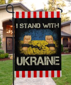 I Stand With Ukraine Support Garden Ukrainian Flag