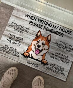 Akita Visiting My House Dog Lovers Doormat