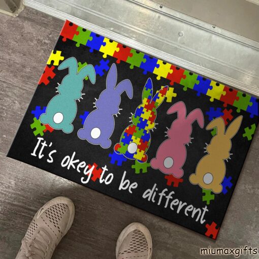 Easter Bunny Autism It’s Okay To Be Different Awareness Doormat