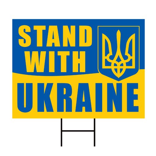 Stand With Ukraine Yard Sign Support Ukrainian Flag
