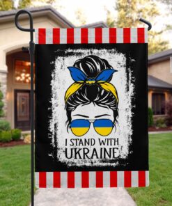I Stand With Ukraine Support Ukrainian Garden Flag
