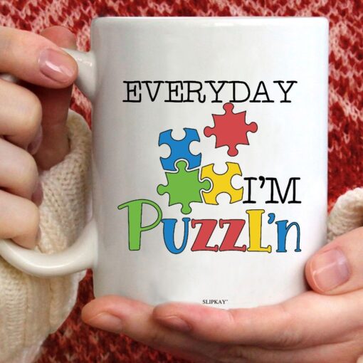 Puzzle Lover Everyday I’m Puzzlin Autism Mug