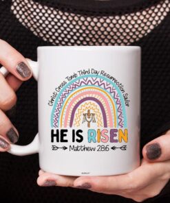 Rainbow Easter He Is Risen Matthew 28 6 Mug