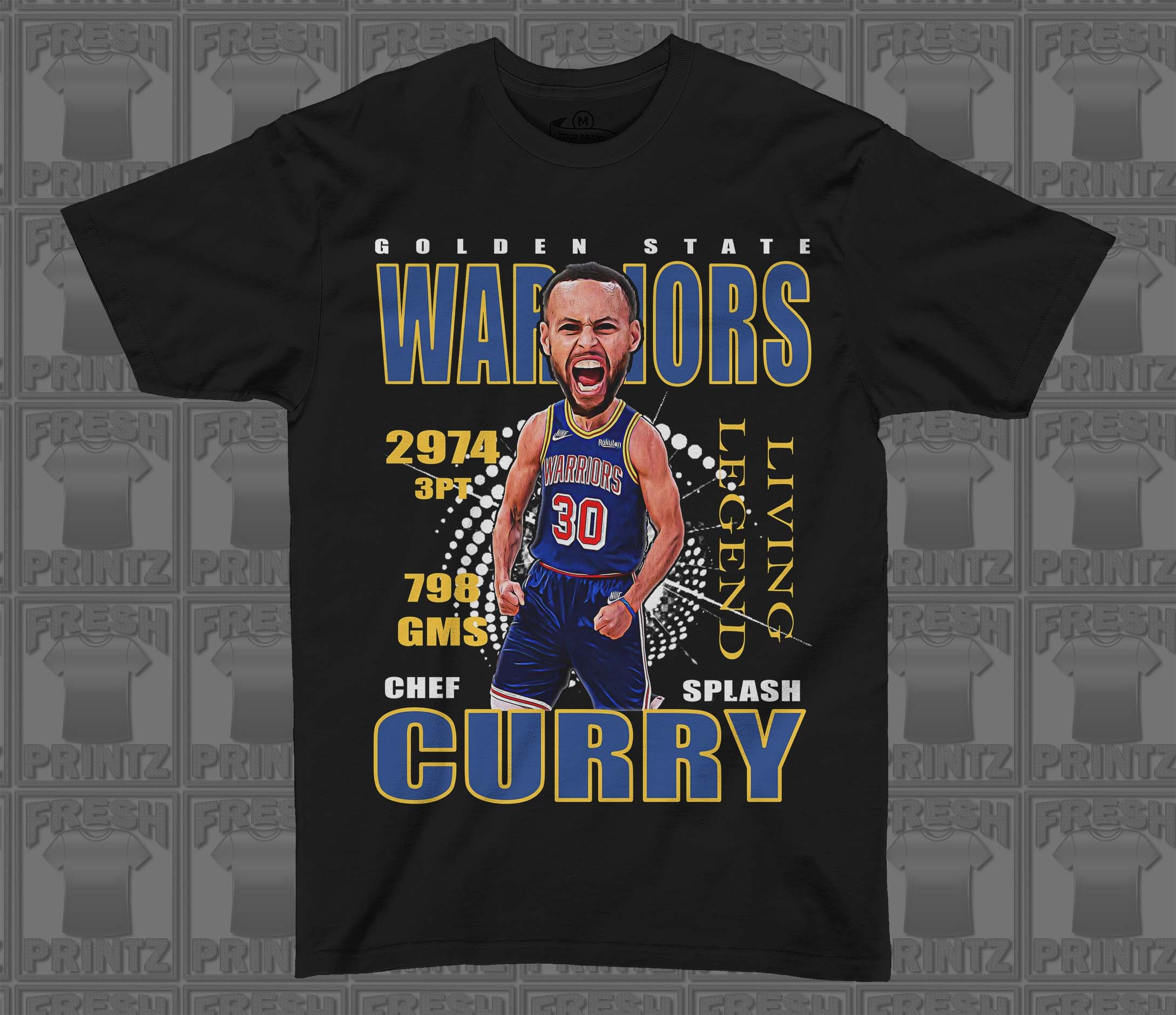Stephen Curry Golden State Warriors Caricature Tri-Blend T-Shirt - Royal
