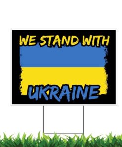 We Stand With Ukraine Ukrainian Flag Yard Sign