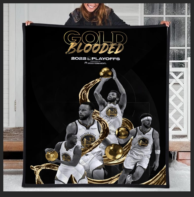 New Gold Blooded Warriors T Shirt, Cheap NBA Basketball Golden