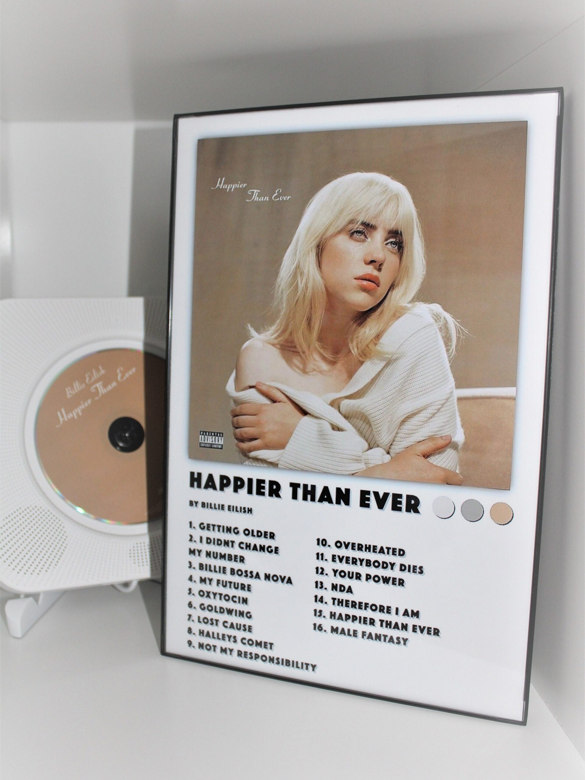 Billie Eilish Happier Than Ever Album Tracklist No Framed Poster Teeholly