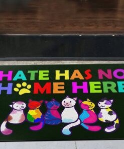 Cute Cat LGBT Pride Hate Has No Home Here Doormat