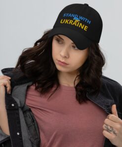I Stand with Ukraine Anti Putin Ukrainian Flag Embroidered Hat