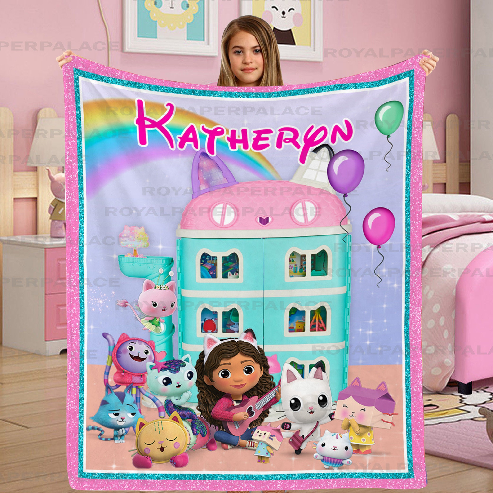 Personalized Gabby's Dollhouse Birthday Party Kid Blanket Gift Ideas -  Teeholly