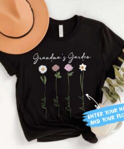 Custom Birth Flower Grandma/Mother With Kids Names Month Shirt