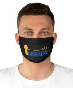 Stand With Ukraine Freedom Hand Black Fabric Face Mask